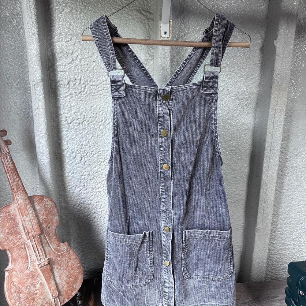 Denim Button-Down Pinafore Dress